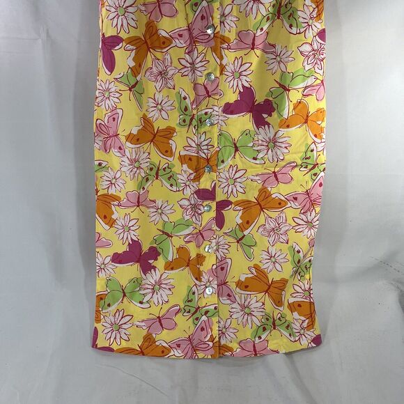 PALM LILY DRESS WOMENS 6 FLORAL BUTTON COLLARED ALL OVER PRINT SLEEVELESS FLOWER - Picture 2 of 13